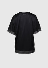 Short Sleeve Mesh & Logo Tee Set in Black - LUMINE SINGAPORE