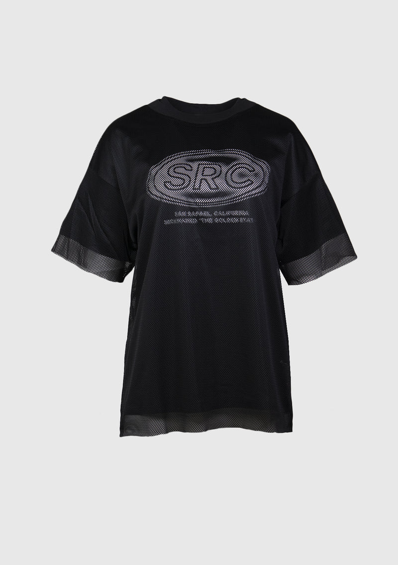 Short Sleeve Mesh & Logo Tee Set in Black - LUMINE SINGAPORE