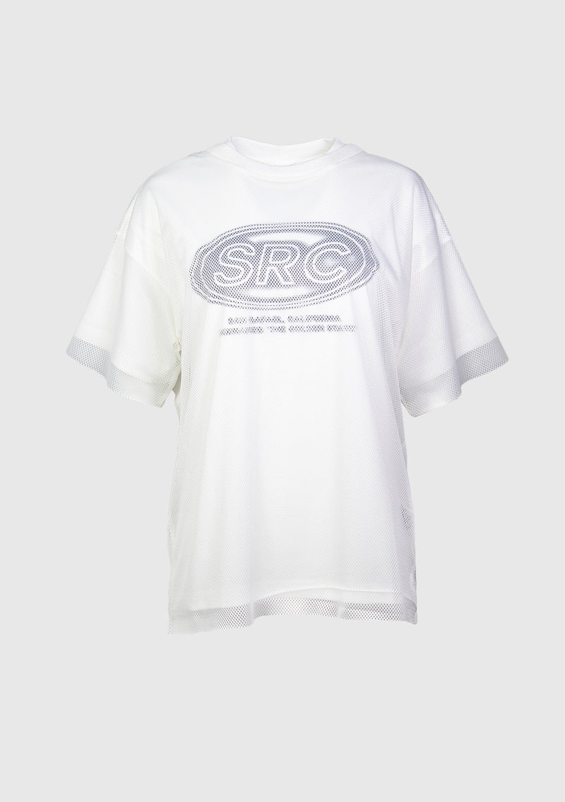 Short Sleeve Mesh & Logo Tee Set in White - LUMINE SINGAPORE