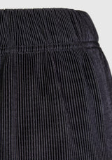 Elastic-Waist Plisse Maxi Skirt in Black