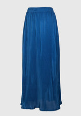 Elastic-Waist Plisse Maxi Skirt in Blue