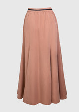 Midi Trumpet Skirt with Cord Sash in Brown