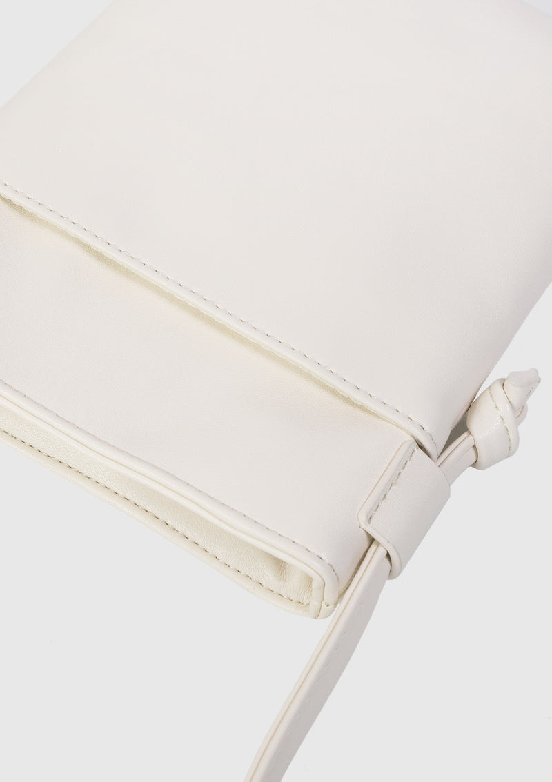 Faux Leather Multi Mini Sling Pouch in Off White