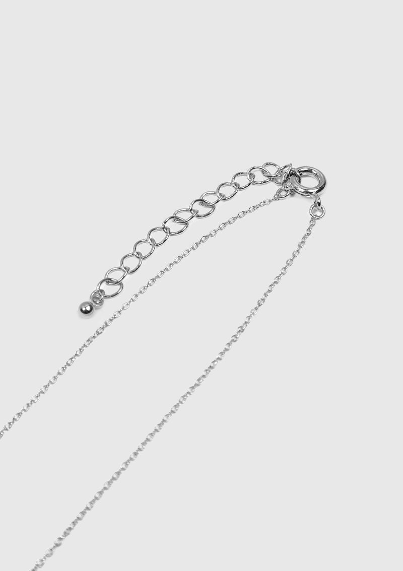 Cat Face x Diamante Bow Tie Pendant Necklace in Silver