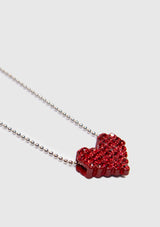 Diamante Heart Pendant Necklace in Red