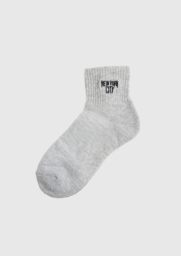 Short Socks with NEW YORK CITY Embroidered Logo in Grey