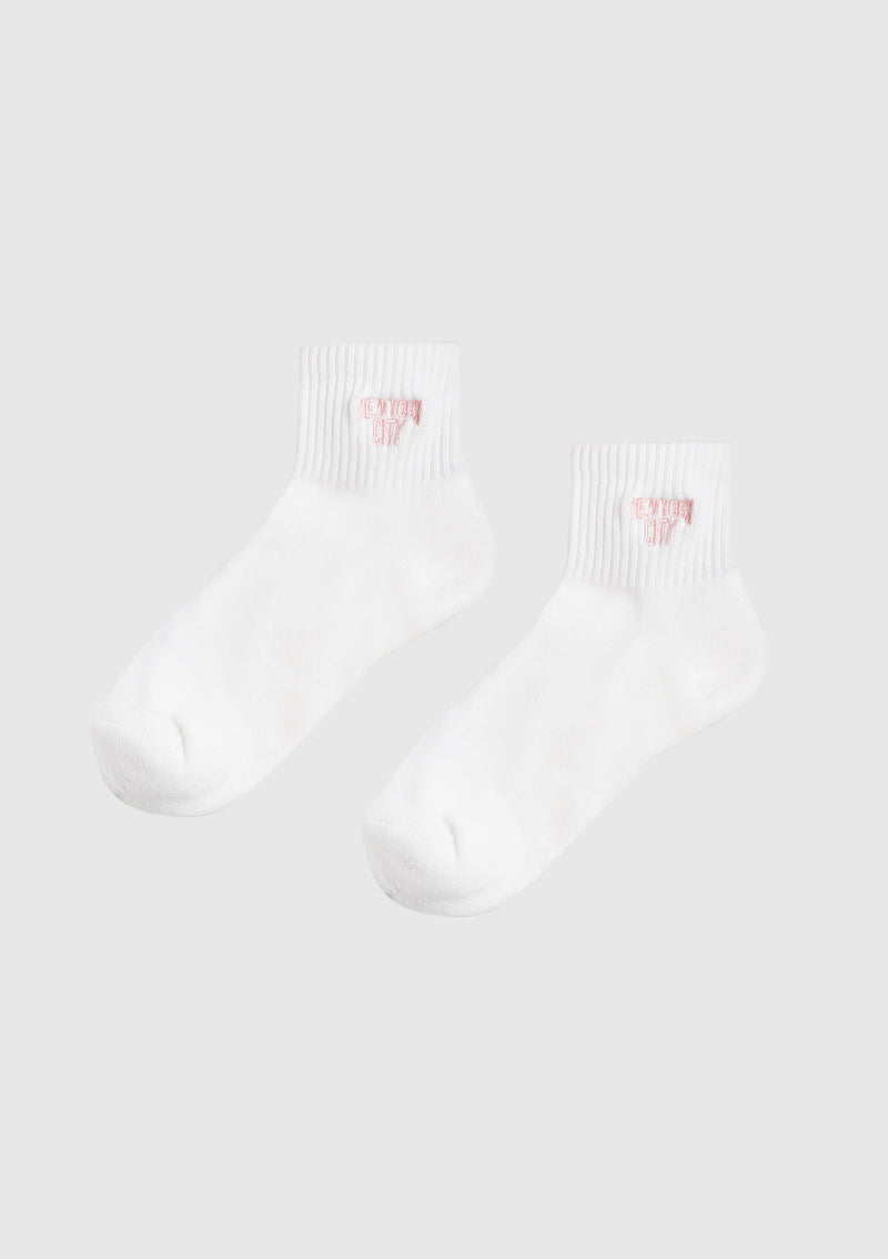 Short Socks with NEW YORK CITY Embroidered Logo in White Other