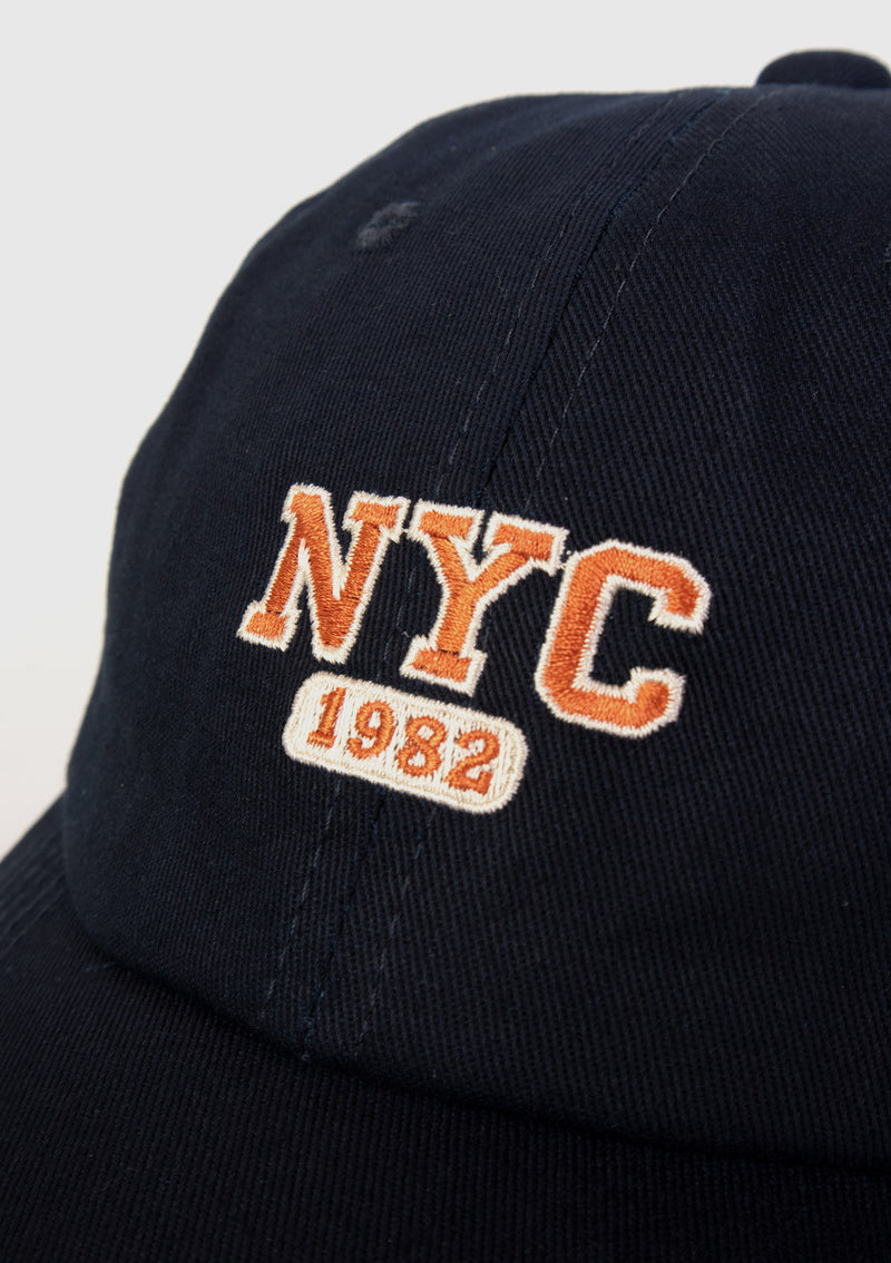 NYC 6-Panel Embroidered Logo Cap in Navy