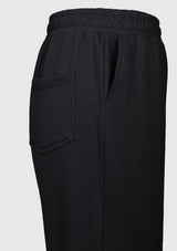 One-Pocket Slit-Hem Drape Sweatpants in Black