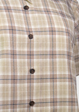 Short-Sleeved Boxy Cropped Shirt in Brown Check
