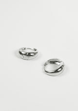 Rounded Hinged Hoop Earrings in Silver