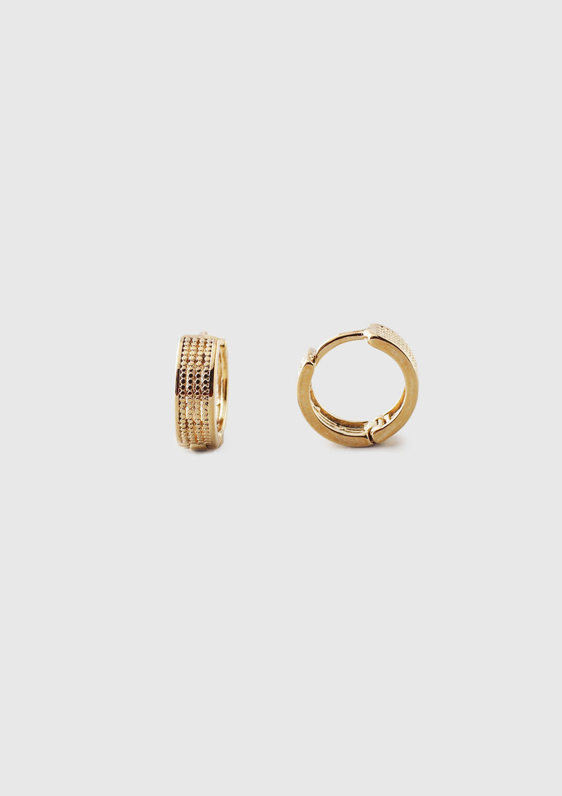 Textured Hinged Hoop Earrings in Gold