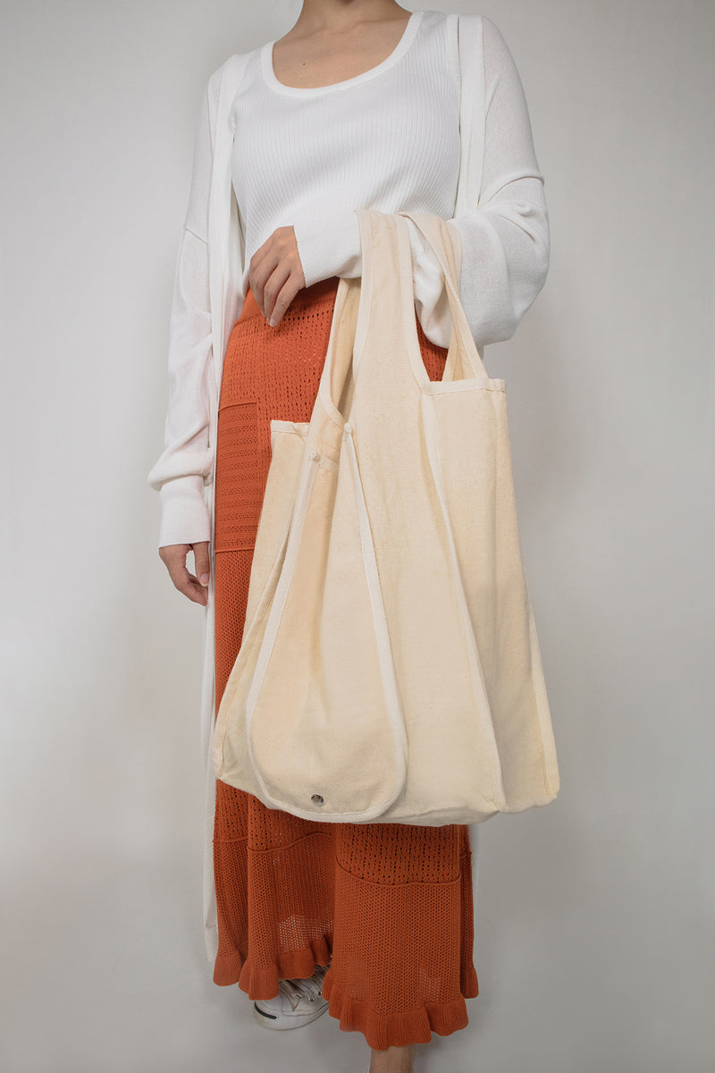 Foldable Market Tote in Off White