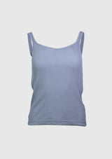 Padded Ribbed Knit Camisole in Blue - LUMINE SINGAPORE