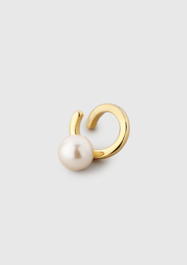 Pearl Twisted Ear Cuff in Gold