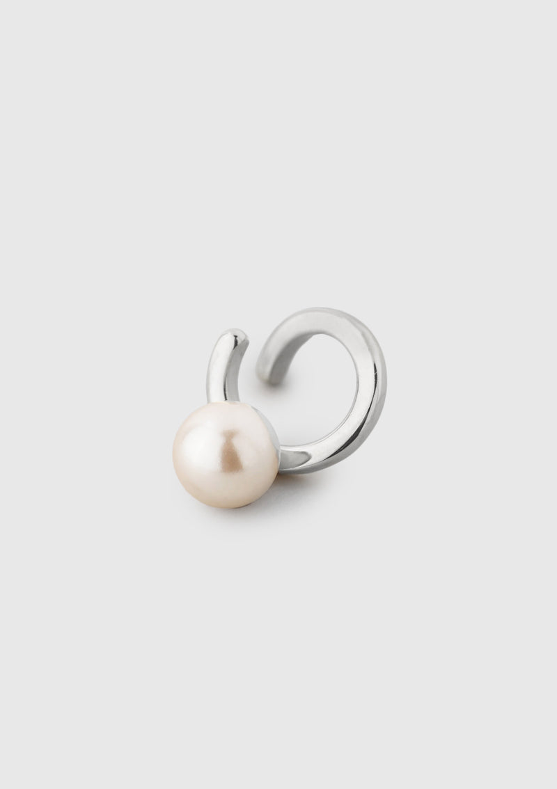 Pearl Twisted Ear Cuff in Silver