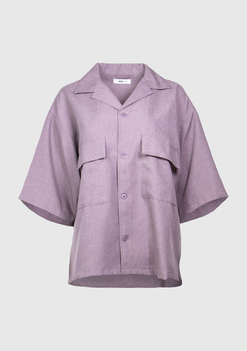 Boxy Workman Shirt with Flap Pockets in Light Purple
