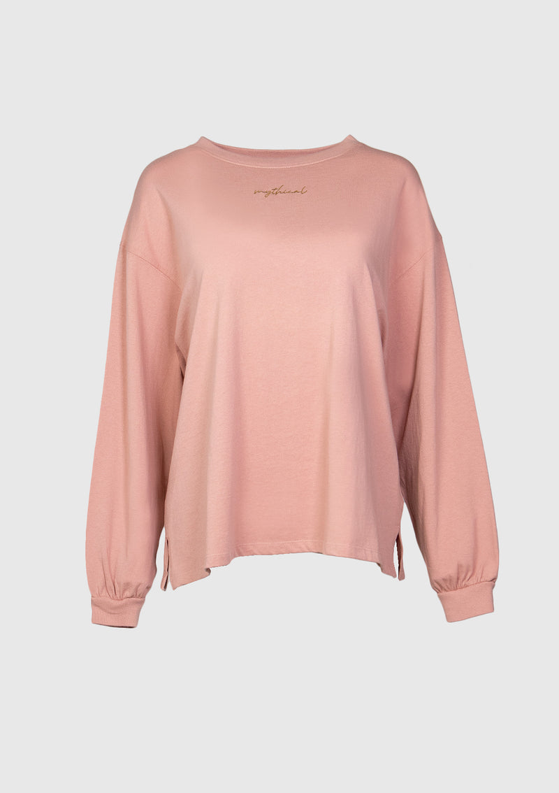 Long Puff-Sleeve Slouchy Tee in Pink - LUMINE SINGAPORE