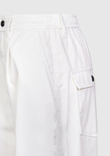 Puffy High Waist Cargo Pants in White