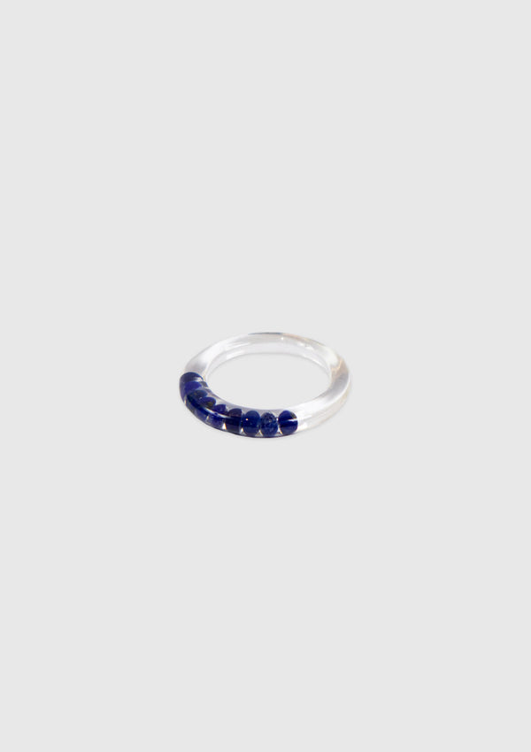 Resin Ring with Semi-Precious Stone Inset in Blue