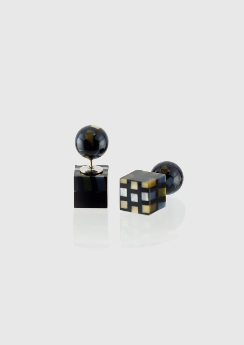 Ball x Cube Reversible Earrings in Black Radden