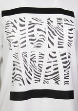 RIGHT AWAY Short Sleeve Logo Tee in White x Zebra - LUMINE SINGAPORE
