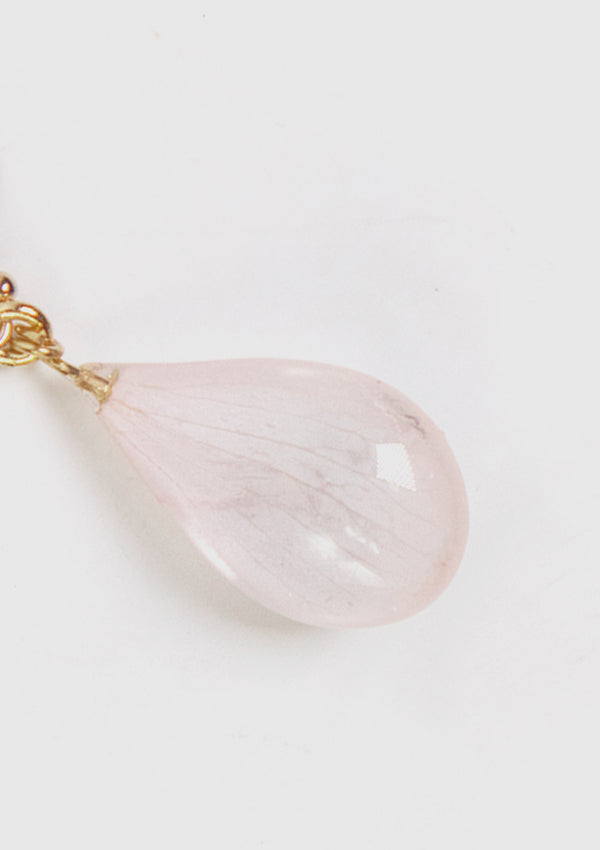 Sakura Petal Teardrop Clip-On Earrings in Pink