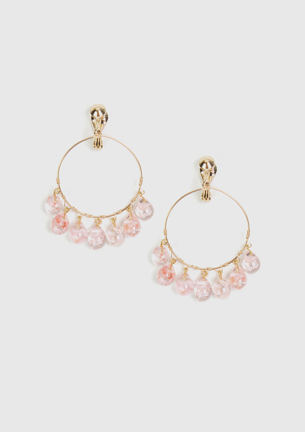 Sakura Bubble Chandelier Hoop Clip-On Earrings in Pink