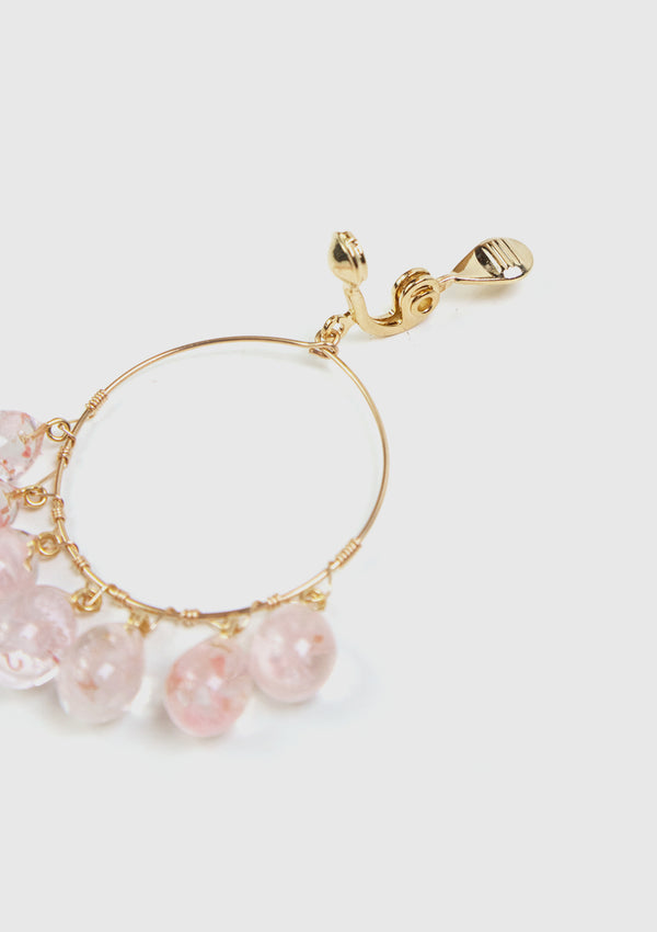 Sakura Bubble Chandelier Hoop Clip-On Earrings in Pink