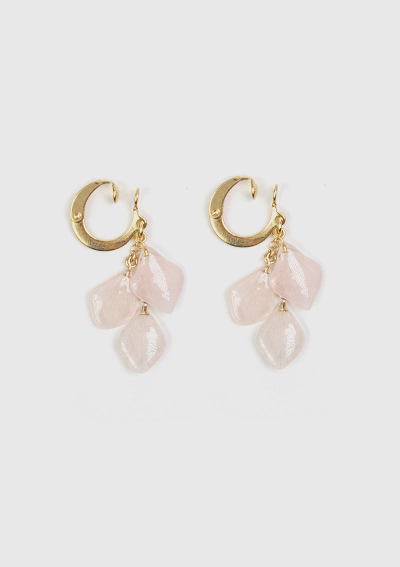 Sakura Small Petals Dangling Clip-On Earrings in Pink