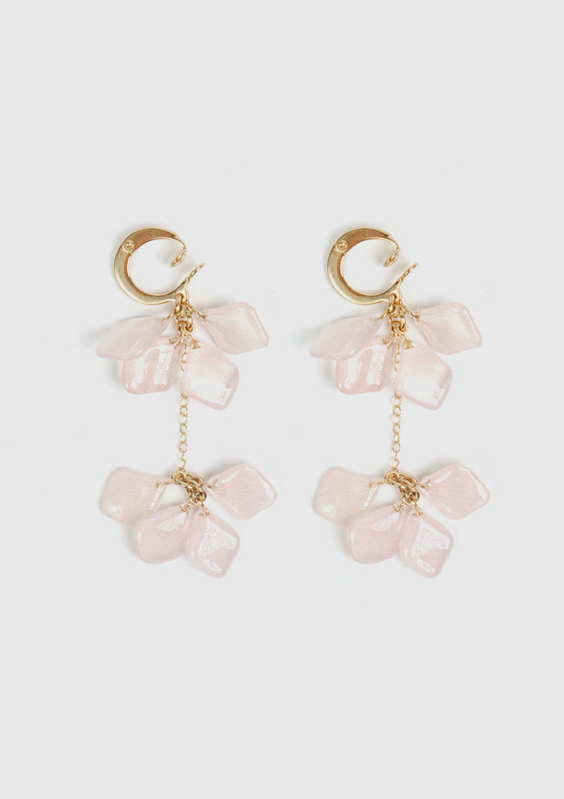 Sakura Small Petals Tier Cluster Clip-On Earrings in Pink