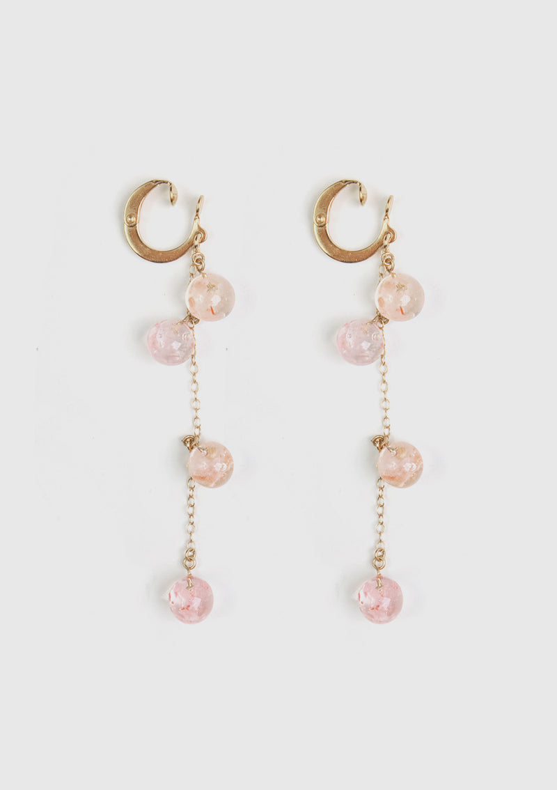Sakura Bubble Dangling Clip-On Earrings in Pink