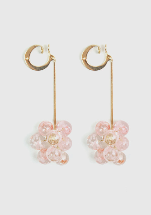 Sakura Bubble Bar Cluster Clip-On Earrings in Pink