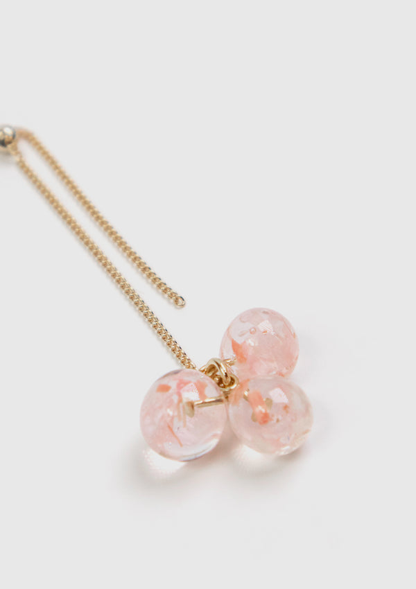 Sakura Bubble Cluster Adjustable Chain Clip-On Earrings in Pink