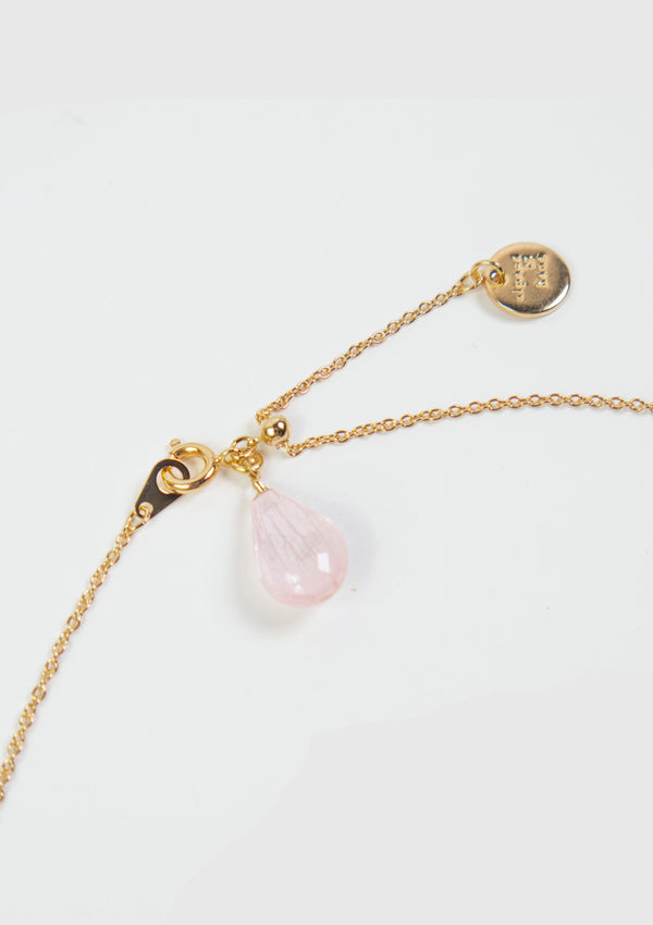Sakura Petal Teardrop Pendant Necklace in Pink