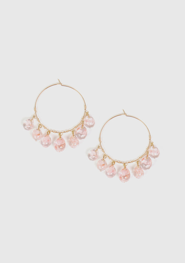 Sakura Bubble Chandelier Hoop Earrings in Pink