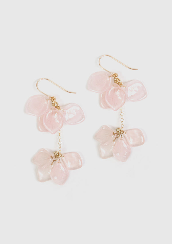Sakura Small Petals Tier Cluster Earrings in Pink