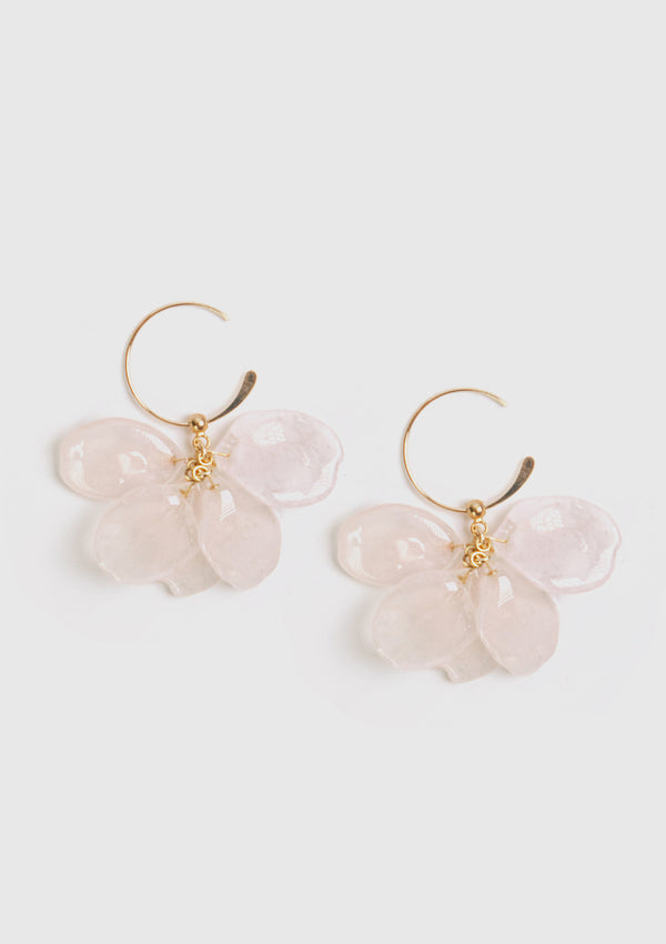 Sakura Large Petals Cluster C-Hoop Earrings in Pink