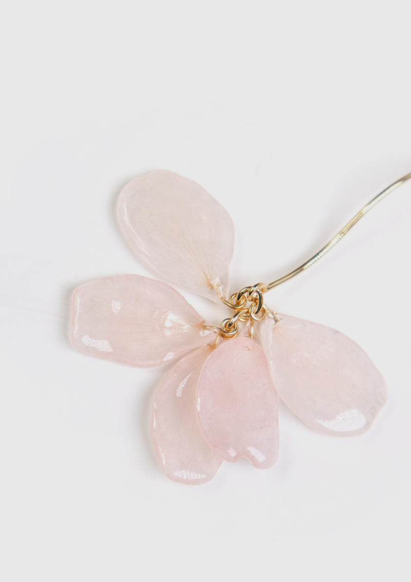 Sakura Large Petals Wave Bar Cluster Earrings in Pink