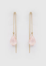 Sakura Petal Teardrop Adjustable Chain Earrings in Pink