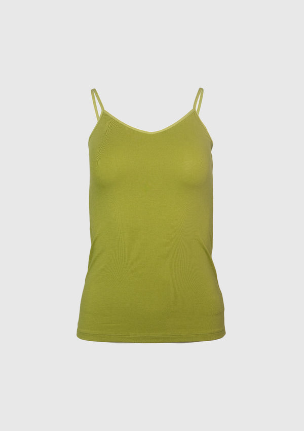 Suvin Cotton-Blend V-Neck Camisole in Green