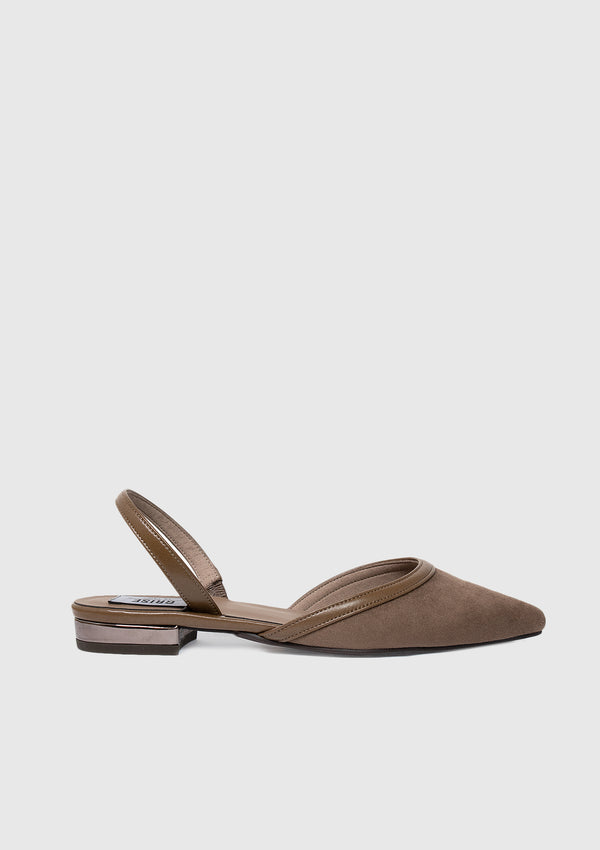 Pointed Slingback Sandals in Brown - LUMINE SINGAPORE