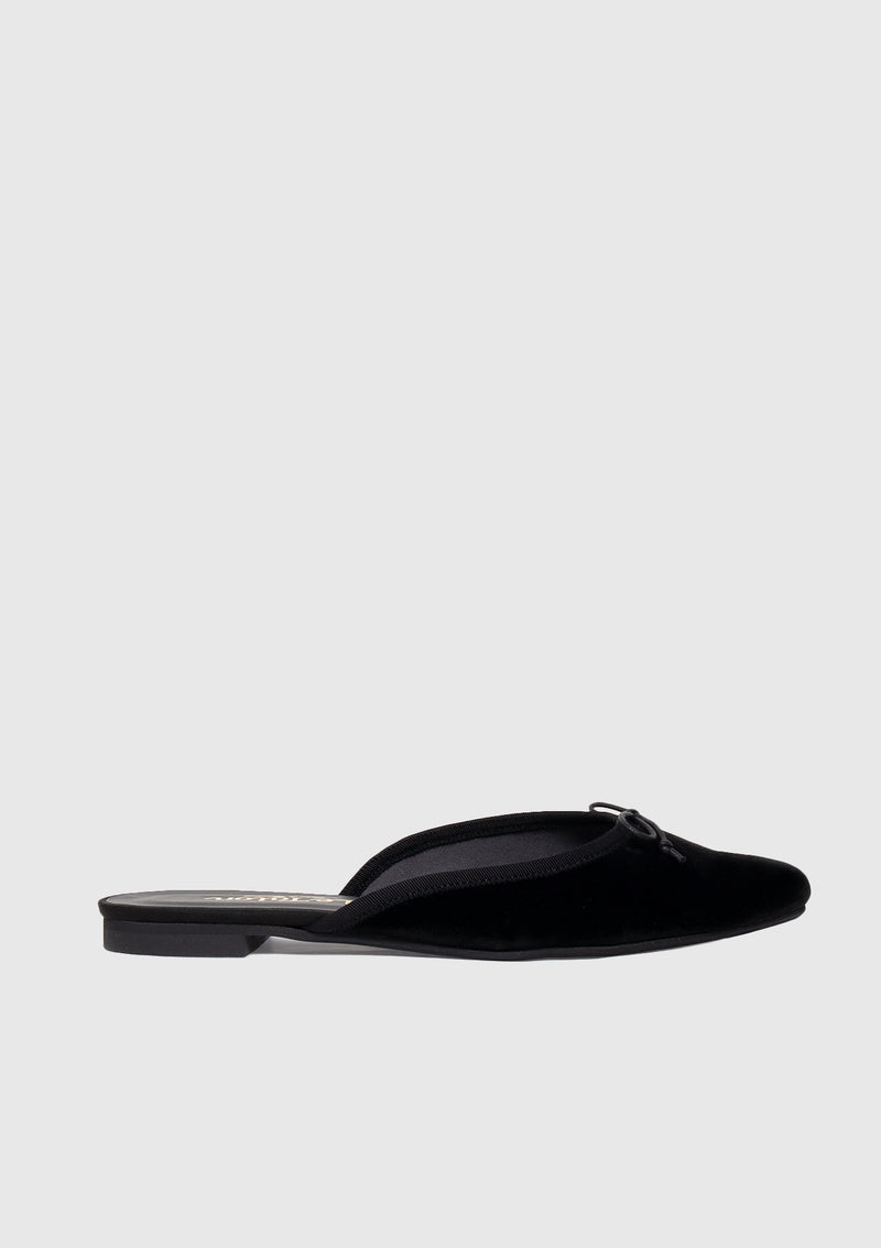 Ballerina Mules with Bow in Black - LUMINE SINGAPORE