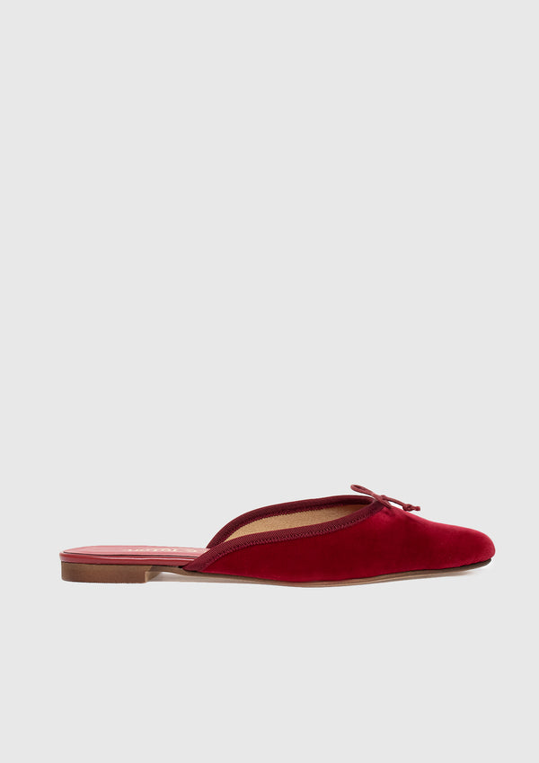 Ballerina Mules with Bow in Red - LUMINE SINGAPORE