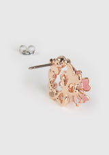 Sakura Cluster x Diamante Stud Earrings in Pink