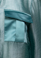 Bi-Fabric Long Sleeve Shirt in Green
