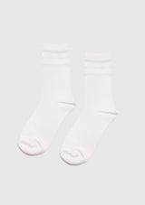 Crew Socks with Sheer Stripes in White