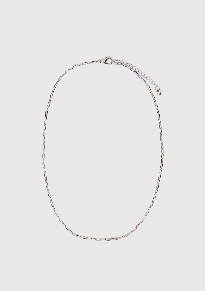 Simple Square Chain Necklace in Silver