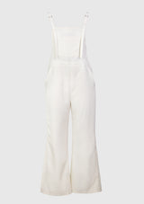 Skinny Strap Semi-Flared Leg Dungarees in Ivory