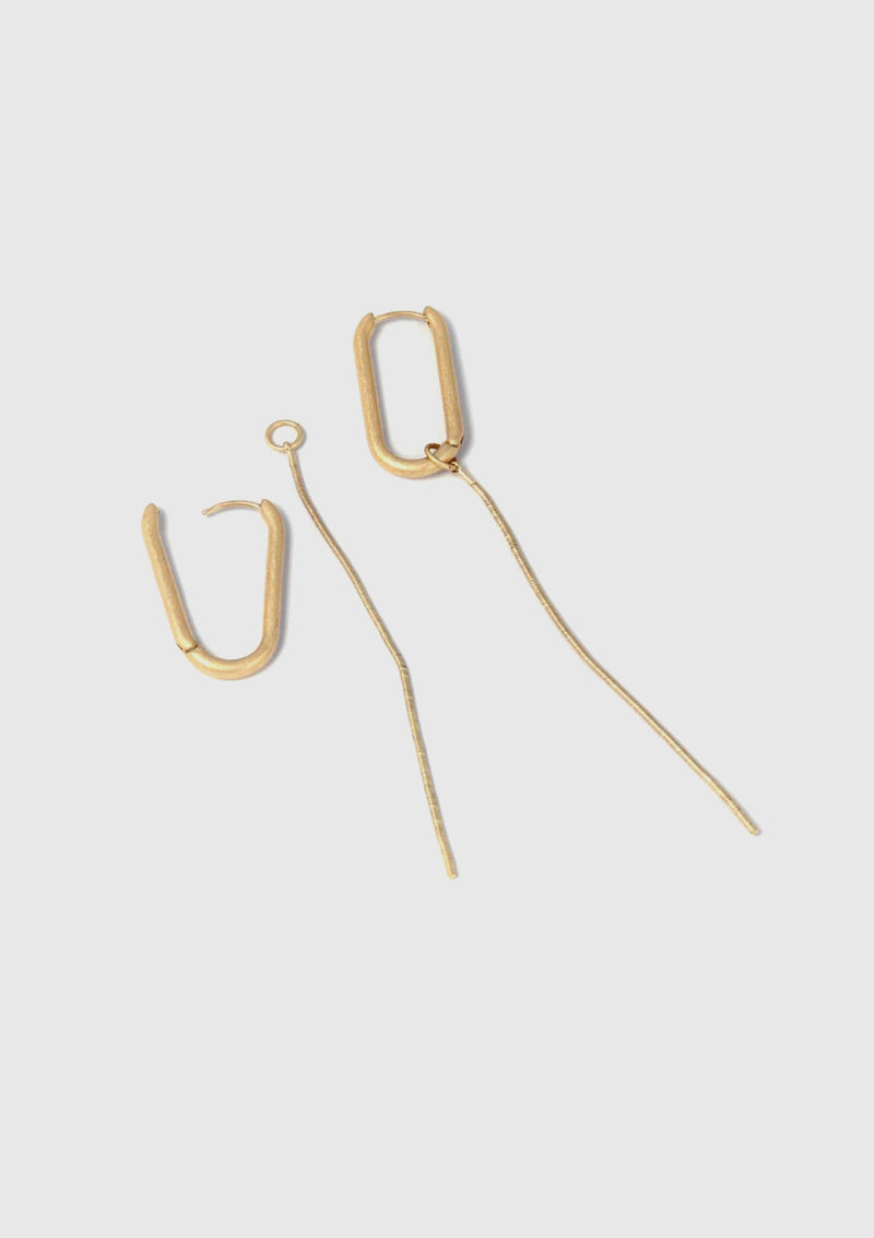 Long Chain Two Way Earrings in Gold